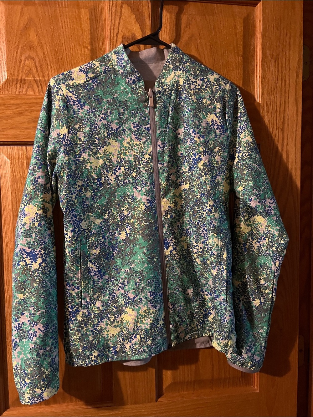 adidas Women’s Reversible Green Multi-Print Windbreaker Jacket
